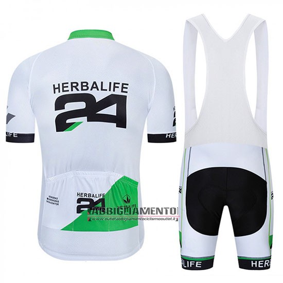 Abbigliamento Herbalifr 24 2019 Manica Corta e Pantaloncino Con Bretelle Bianco Verde - Clicca l'immagine per chiudere